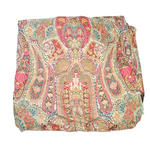 Pottery Barn Rosalie King Cotton Red Paisley Duvet Cover Boho Classic Multicolor - Picture 1 of 7